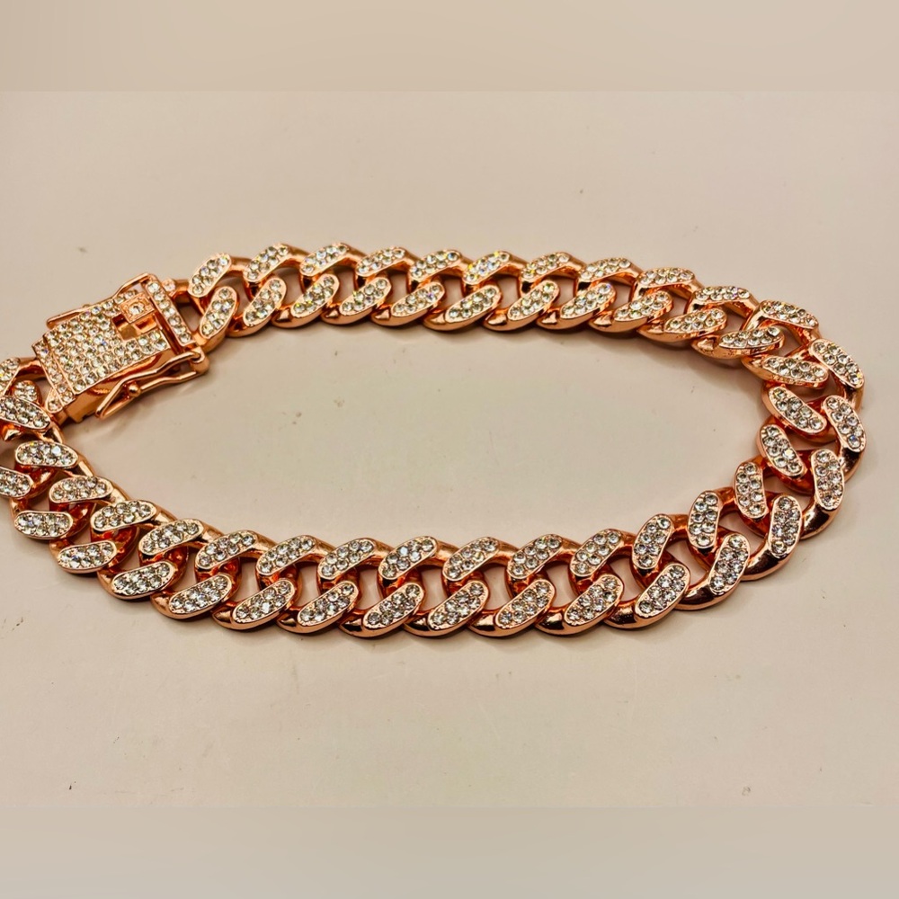 Pink and Silver Cuban Link Bracelet